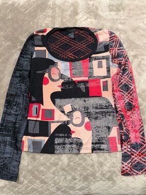Custo Barcelona Multicolor Graphic Long-Sleeve Top